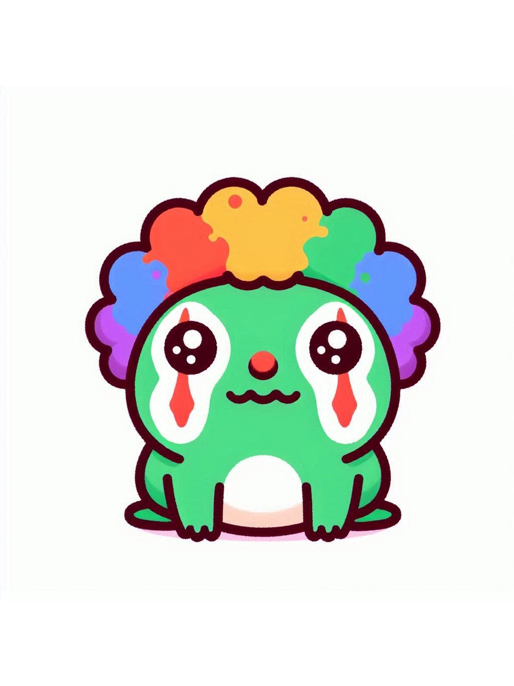 halloween frog drawing ideas: A whimsical, colorful illustration of a frog dressed as a scary clown, perfect for Halloween.
